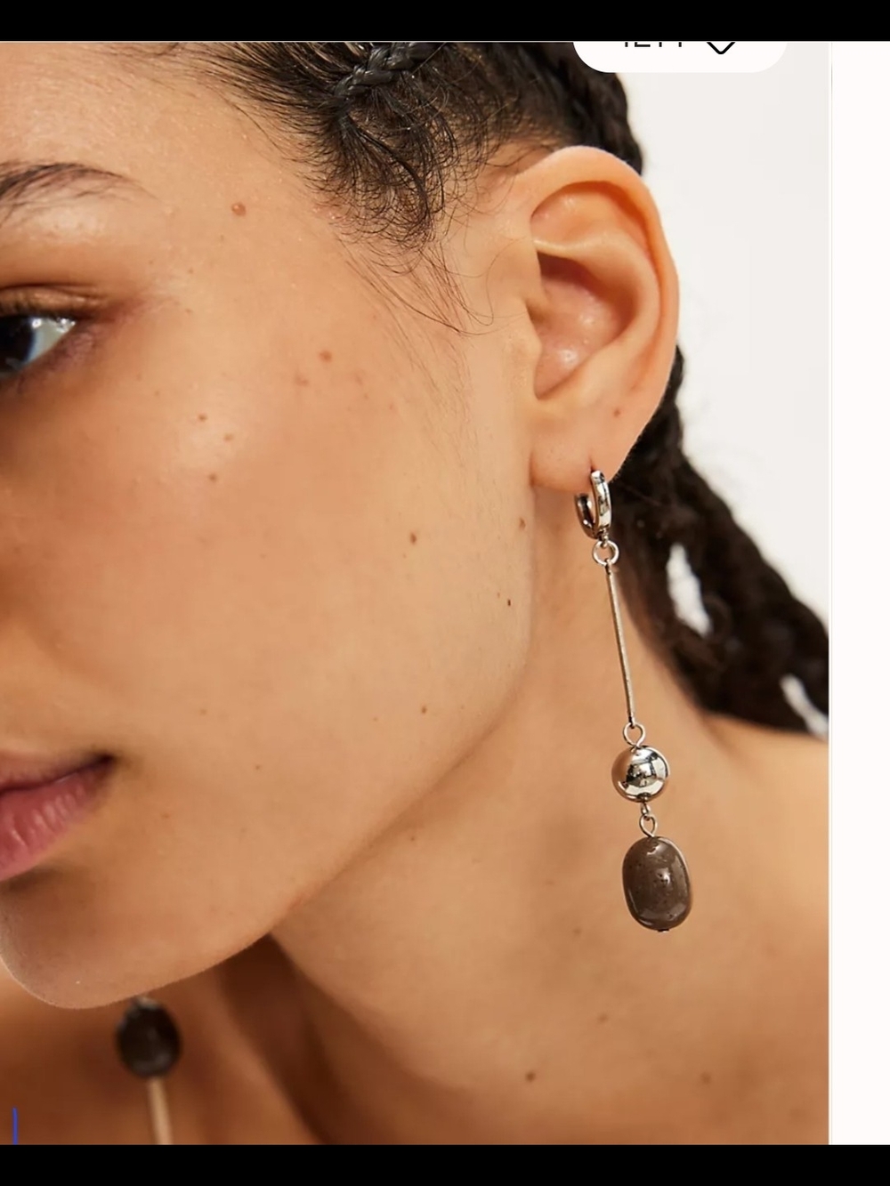 Free People Silver-Tone Drop Earrings with Gray Beads